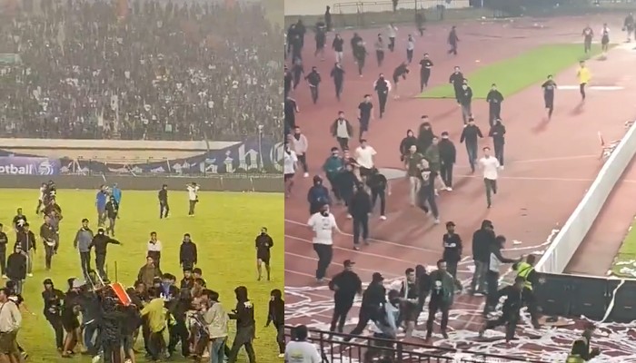 Kericuhan usai laga Persib vs Persija melibatkan suporter dan steward.