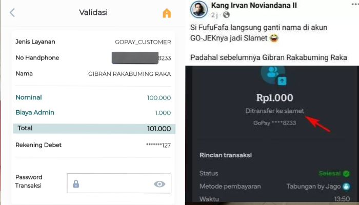 Terbongkar akun Gopay milik Fufufafa yang viral di media sosial.