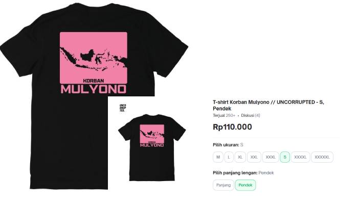 Baju Korban Mulyono viral di X diduga sebagai bentuk sindiran ke Kaesang.