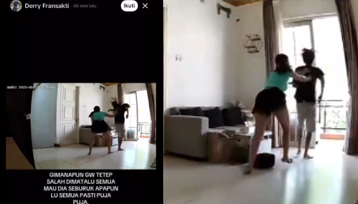 Viral Video CCTV Kekerasan yang dilakukan Afifah Riyad ke Derry Fransakti.