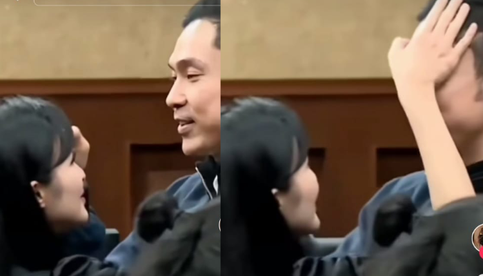 Momen Sandra Dewi memeluk Harvey Moeis di persidangan.