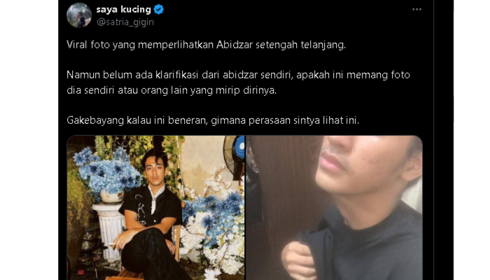 Abidzar Al Ghifari diduga mirip dengan pria di foto syur yang viral di X.