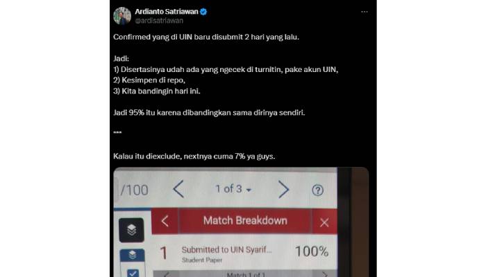 Bukti hasil karya disertasi Bahlil Lahadalia bukan plagiat.