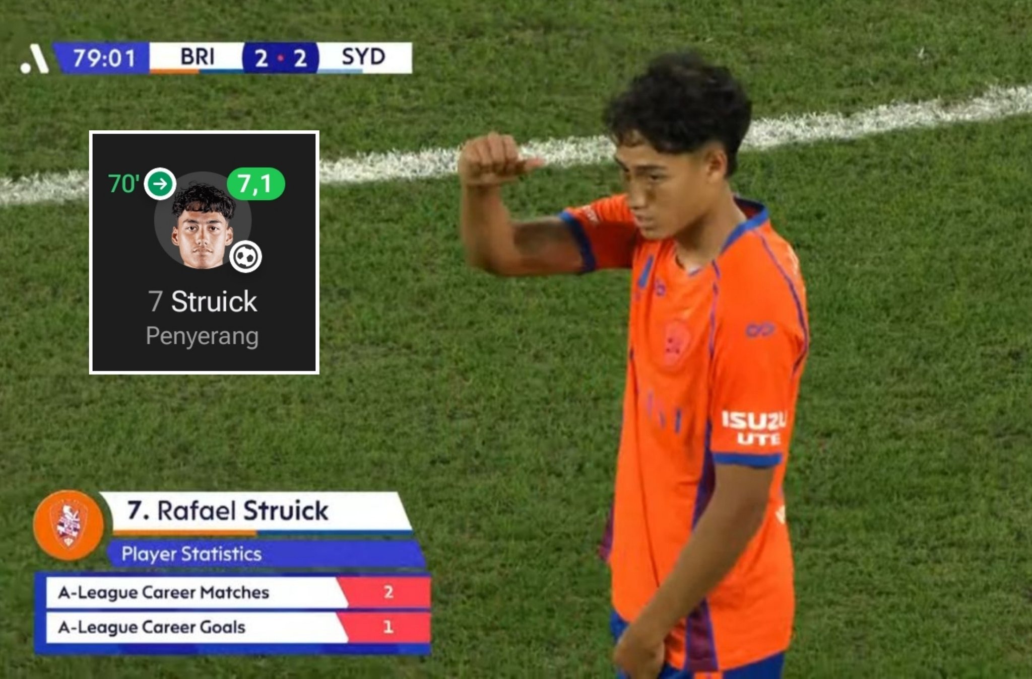 Rafael Struick cetak gol perdana di Liga Australia.