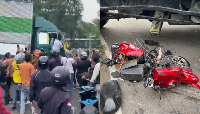 Amukan massa saat kecelakaan truk kontainer di Cipondoh Tangerang yang bikin geger.