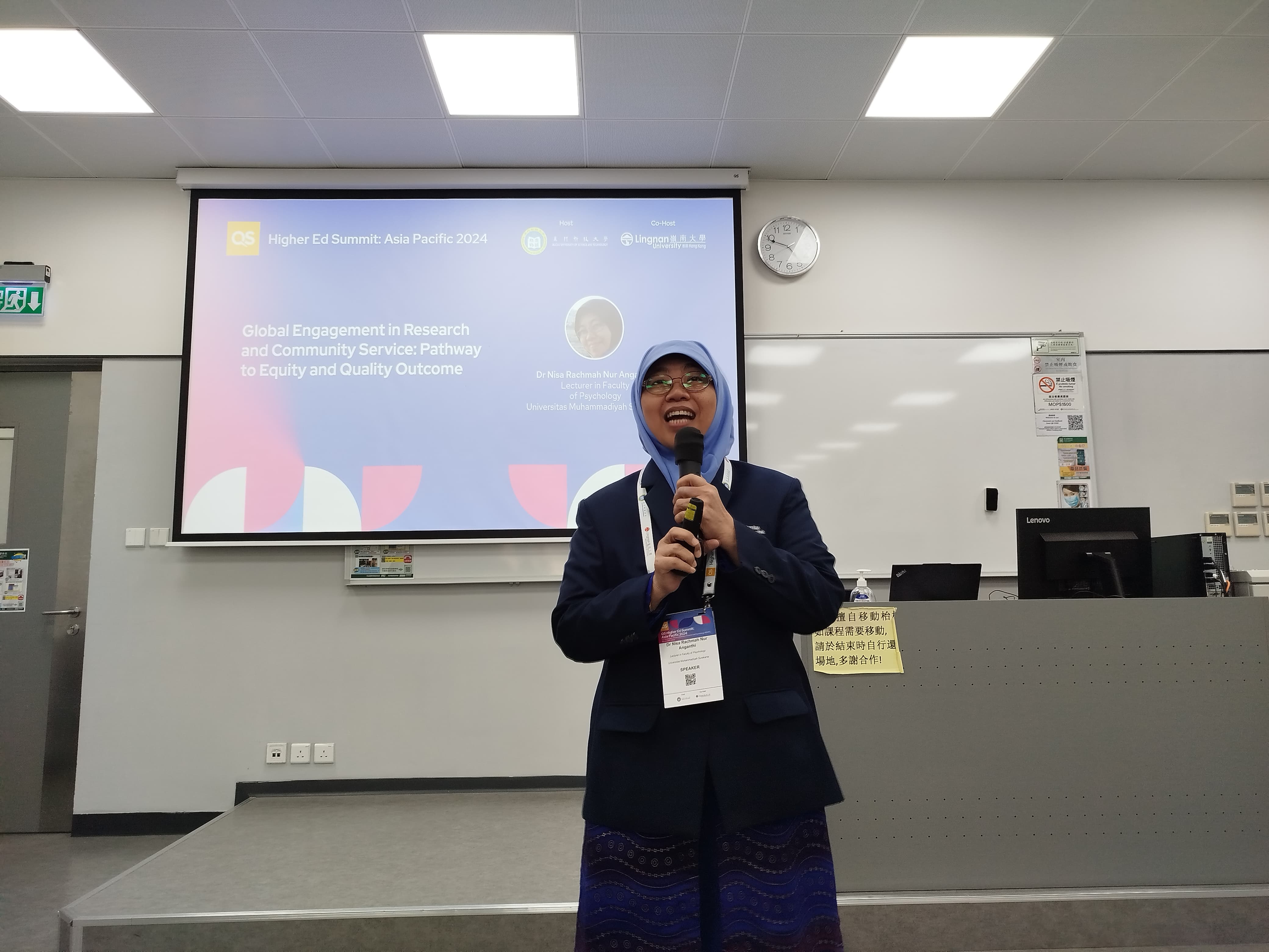 Dr. Nisa Rachmah Nur Anganthi, M.Si, Psikolog.,  jadi salah satu presenter dalam  acara Quacquarelli Symonds (QS) Higher Ed Summit Asia Pasifik