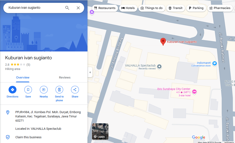 Hasil penelusuran maps dengan kata kunci