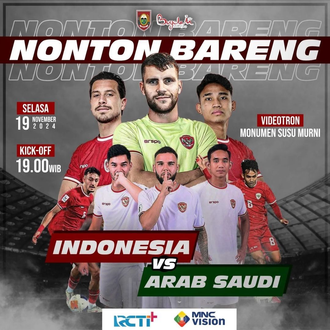 Poster Nobar Timnas Indonesia di Boyolali.