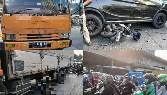 Kecelakaan beruntun di Slipi Jakarta Barat pada Selasa (26/11/24).