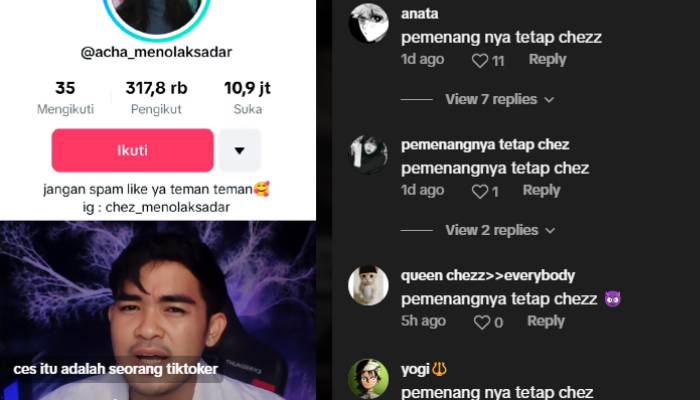 Viral komentar pemenangnya tetap chaz di TikTok
