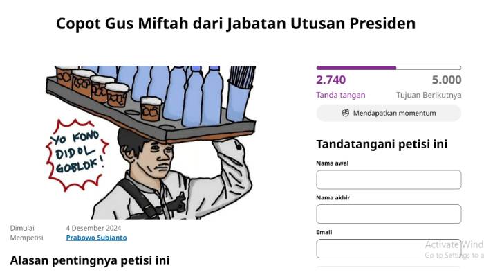 Petisi copot Gus Miftah dari jabatan utusan presiden