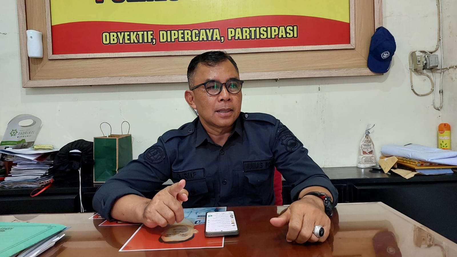 Kasi Humas Polres Boyolali, AKP Arif Mudi Prihanto saat di kantor pada Selasa (10/12)
