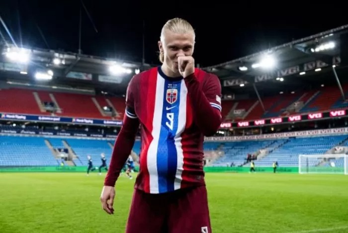 Erling Haaland saat bermain bersama Norwegia