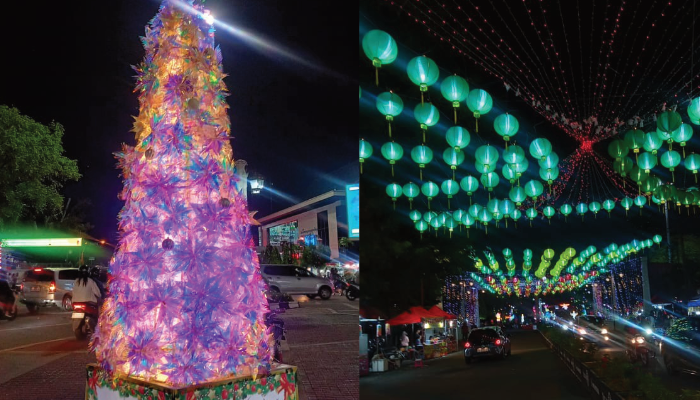 Lampion Natal dan Tahun Baru 2024 di Balai Kota Solo.