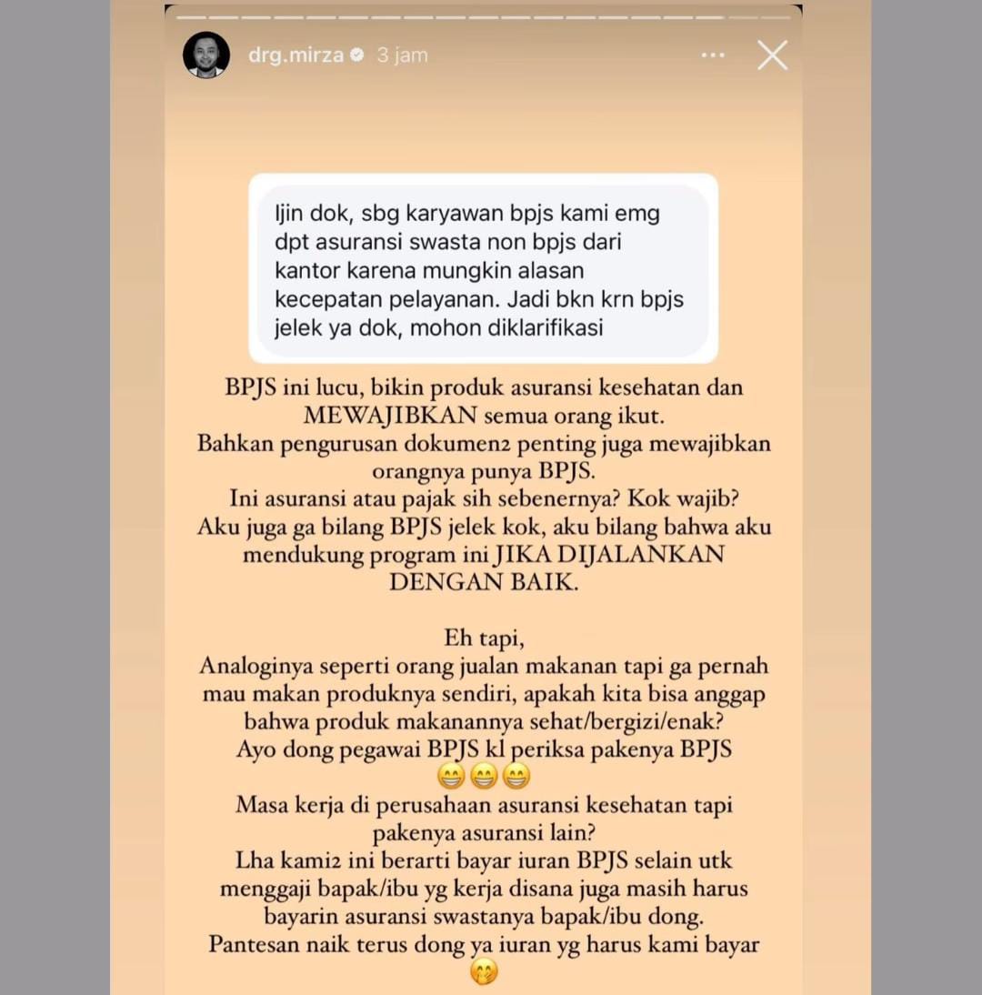 Pengakuan seorang pegawai BPJS yang justru mengaku mendapatkan layanan kesehatan dari asuransi swasta lain.