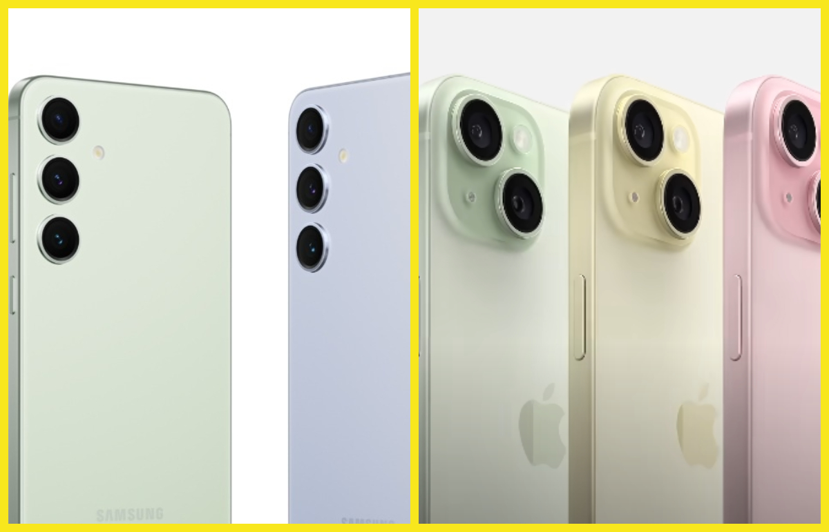 Perbandingan Samsung Galaxy S24+ dengan iPhone 15.