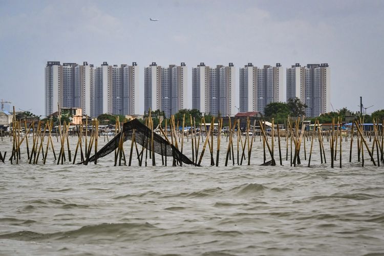 Potret Pagar laut di Tangerang yang menjadi polemik.