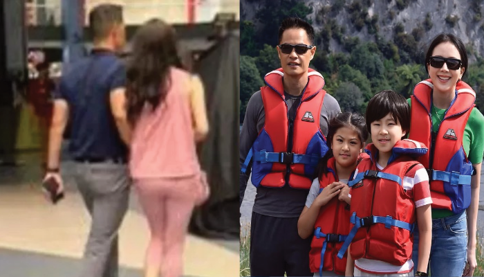 Diduga suami Agnes Jennifer sedang bersama wanita berbaju pink di Singapura.