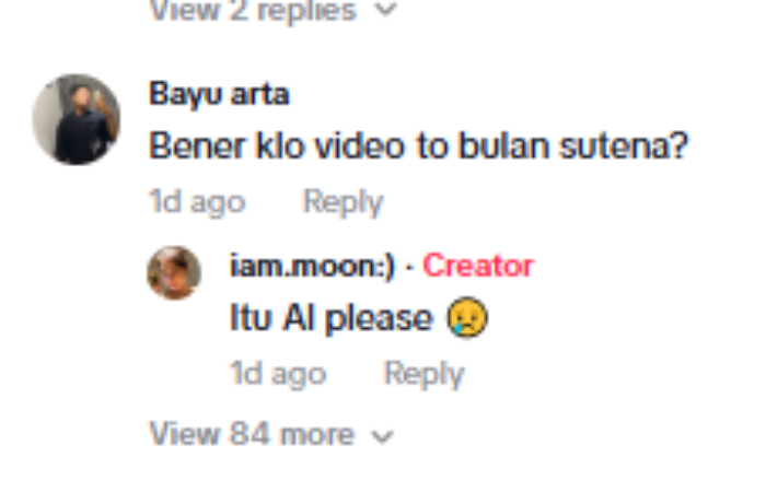 Jawaban Bulan Sutena mengenai video viral 1 menit 14 detik.