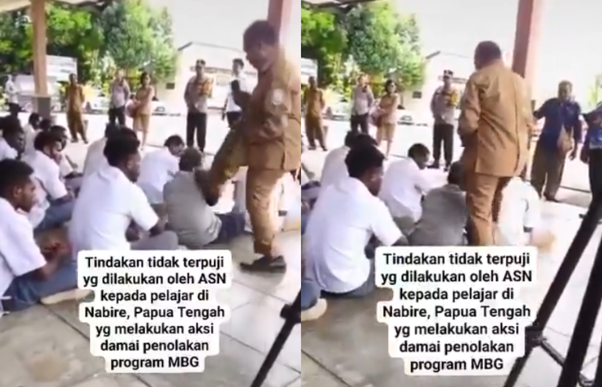 Viral ASN di Nabire Papua tendang hingga injak siswa.