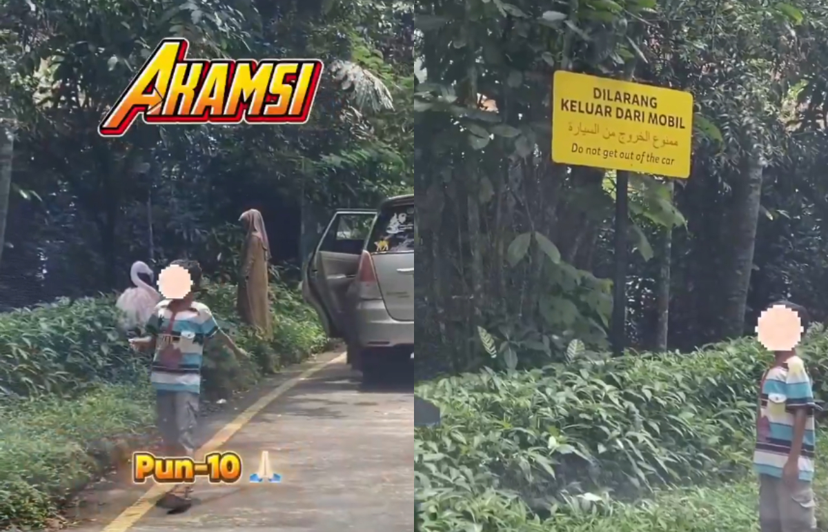Viral pengunjung turun dari mobil saat berada di Taman Safari Bogor.