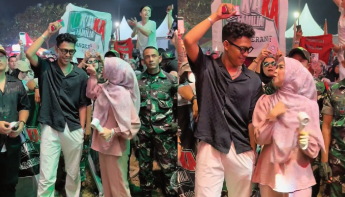 Mas Hasan Aftershine dan Ria Ricis saat menyaksikan konser NDX.