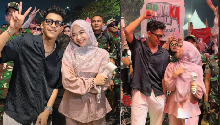 Mas Hasan Aftershine dan Ria Ricis saat menyaksikan konser NDX.