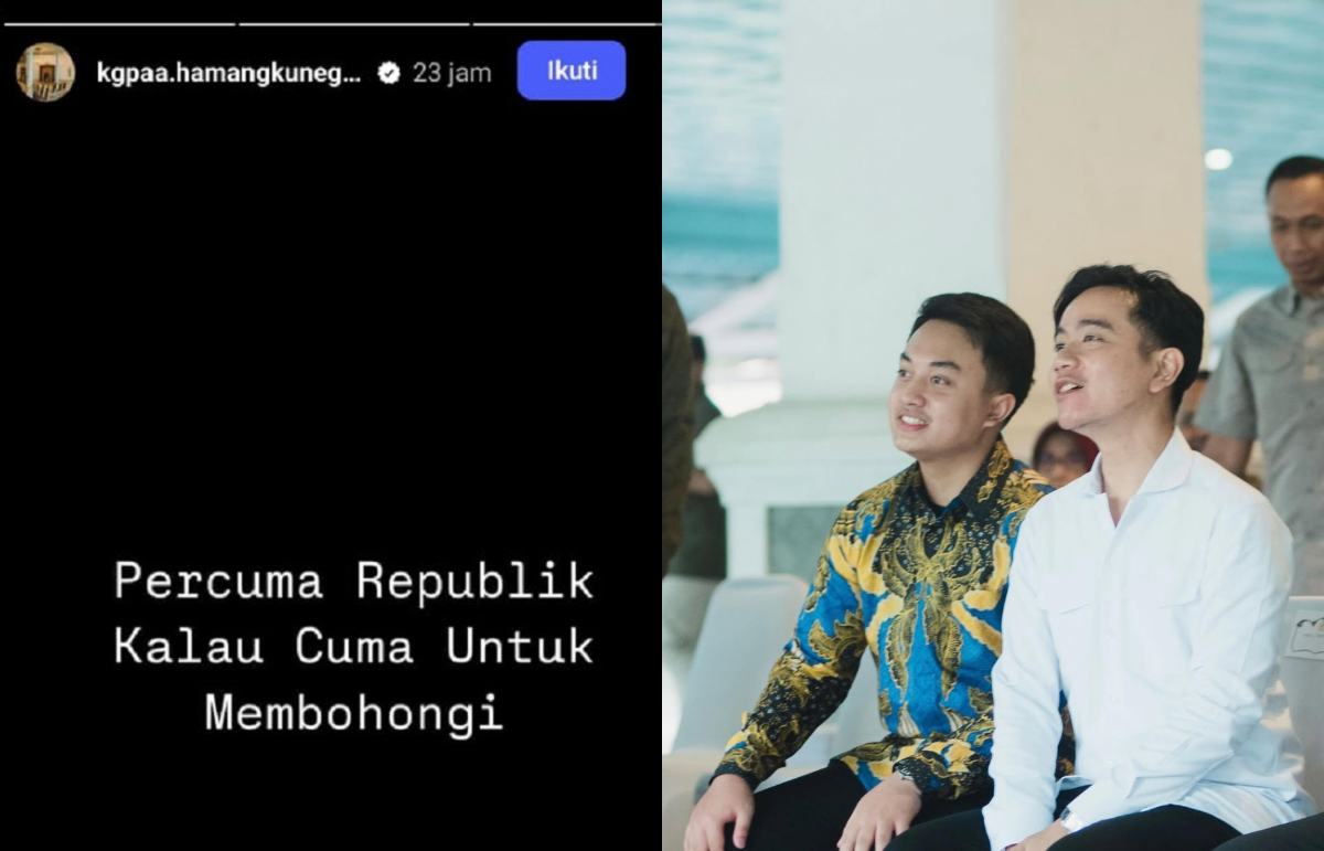 Unggahan media sosial KGPAA Hamangkunegoro Sudibya Rajaputra Narendra Mataram yang sempat viral.