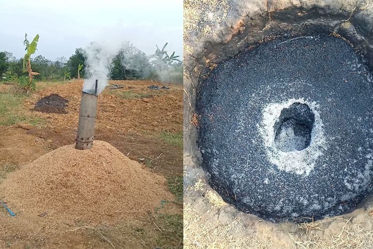 Pembakaran : Proses pembutan sekam bakar untuk media tanam.