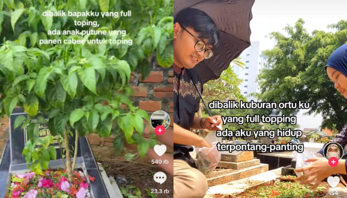 Tren full topping saat nyekar di makam.