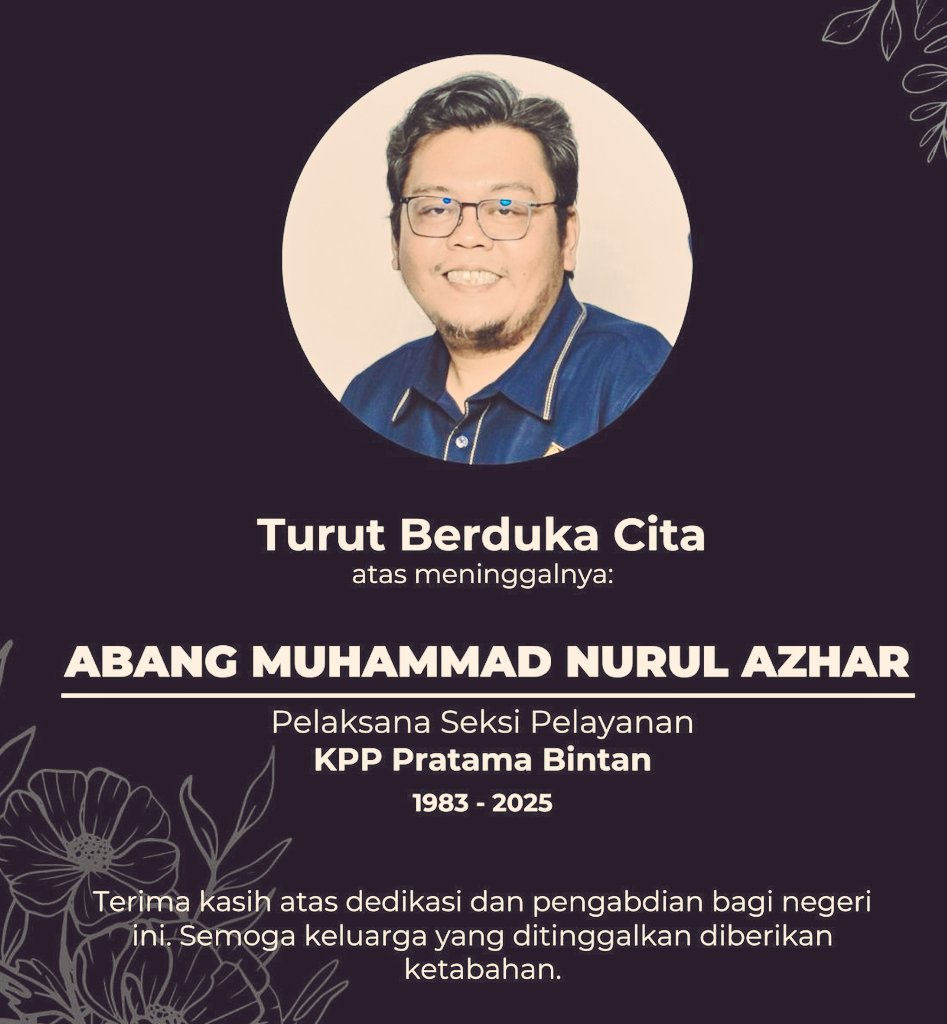 Pegawai KPP Pratama Bintan dikabarkan meninggal dunia.