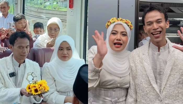 Pernikahan Shally dan Dimas di Kereta Panoramic Dihadiri Anies Baswedan.
