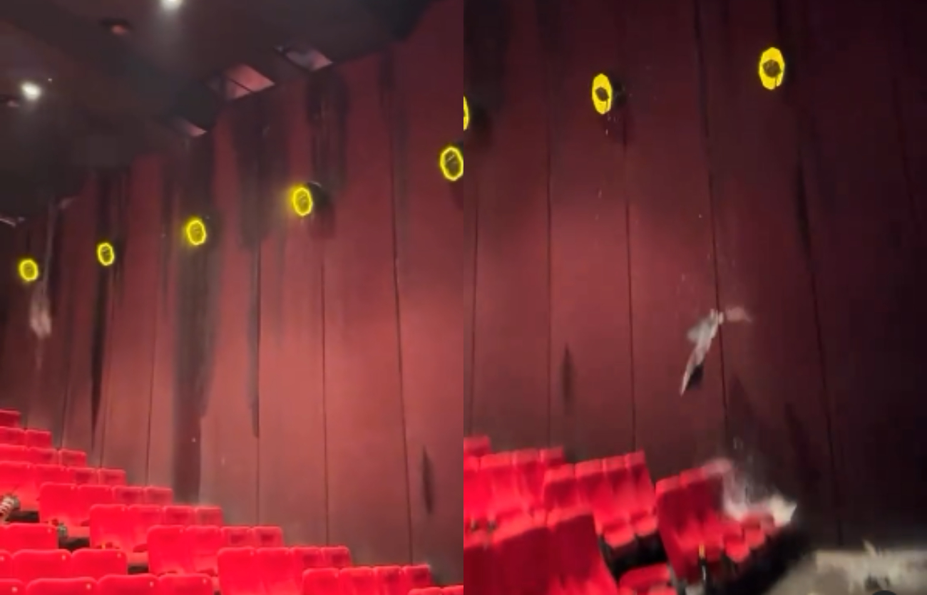 Plafon di ruang bioskop Solo Paragon Mall beruntuhan.