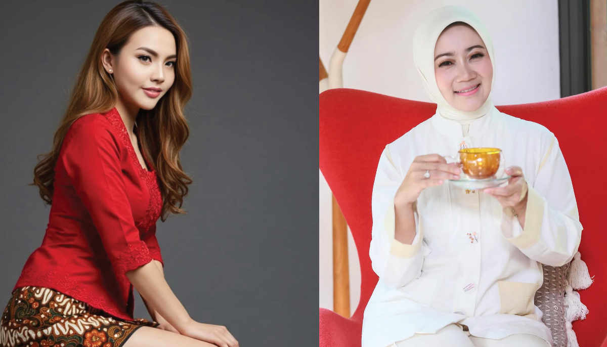 Kolase foto Lisa Mariana dan Bu Cinta.