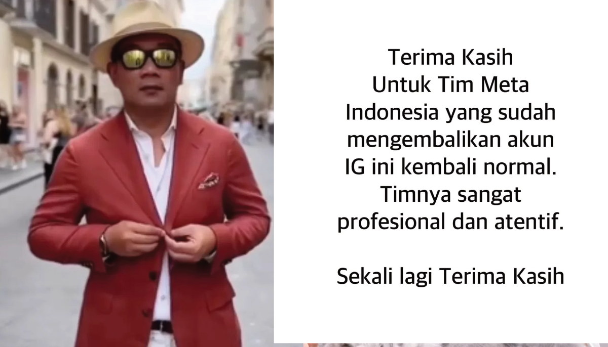 Akun instagram Ridwan Kamil diretas.