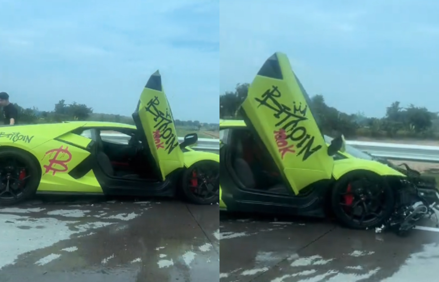 Lamborghini Revuelto alami kecelakaan dengan Suzuki Ignis hingga ringsek.