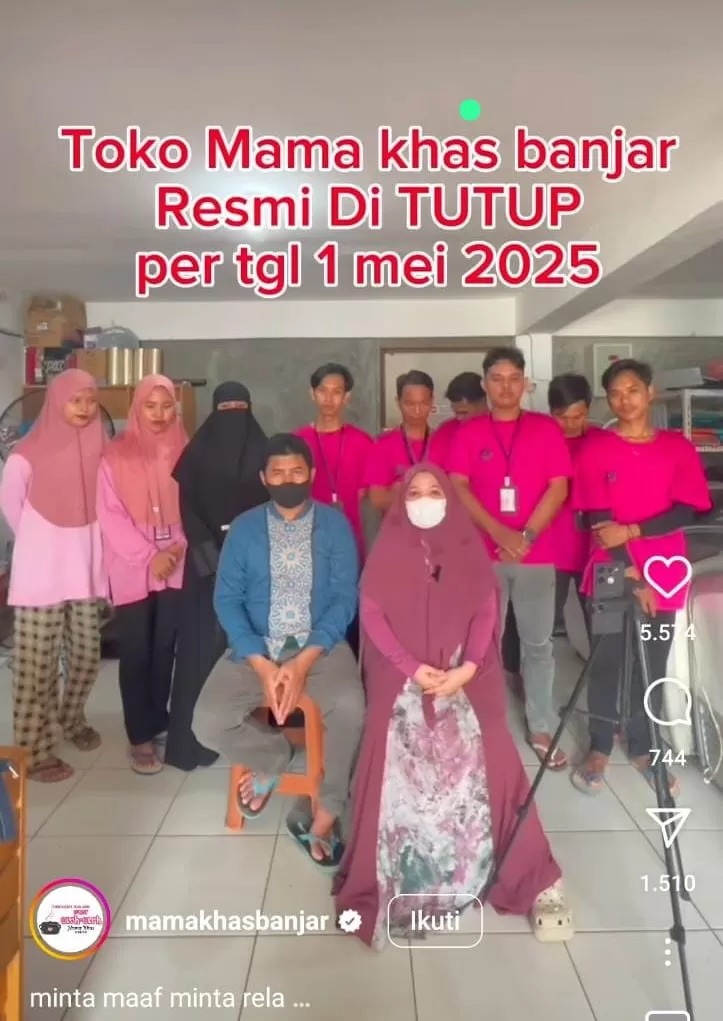 Toko produk UMKM Mama Khas Banjar tutup per 1 Mei 2025.