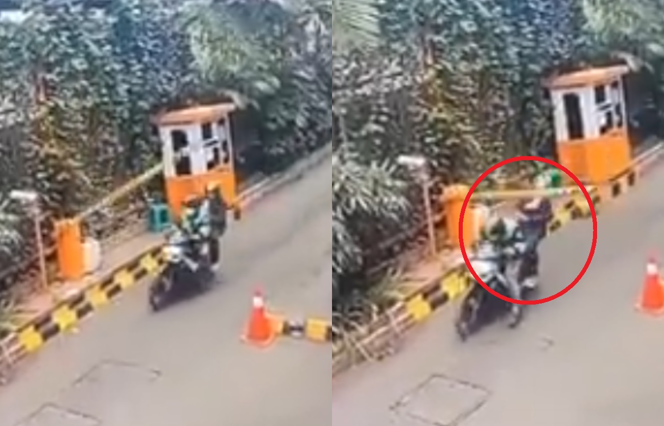 Rekaman CCTV pengguna Gojek alami kecelakaan hingga tulang nasal retak dan alami gangguan pernapasan.