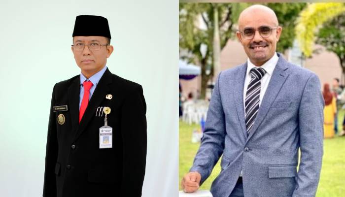 Foto jas hitam: Kepala SMA Batik 1 Surakarta M. Setio Nugroho Foto jas abu: Prof. Dr. Samer Ali Al-Shami dari UTeM Malaysia