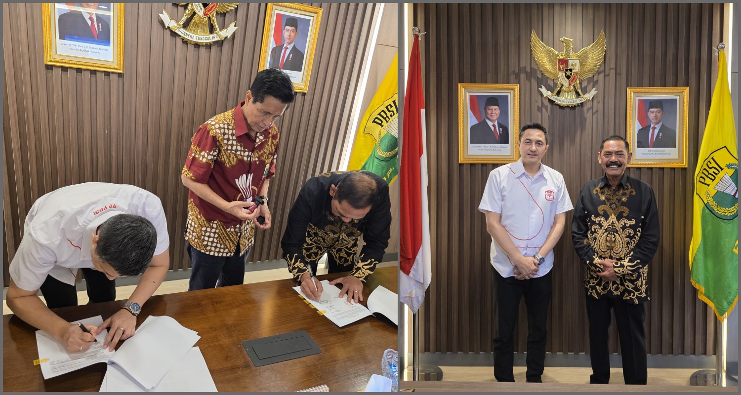 Ketua PBSI Solo FX Hadi Rudyatmo, usai menandatangani nota kesepahaman (MoU) bersama Ketua PBSI Jateng Akhmad Khafidz Basri Yusuf dan Sekjen PB PBSI Ricky Soebagdja, Rabu (14/5/2025).