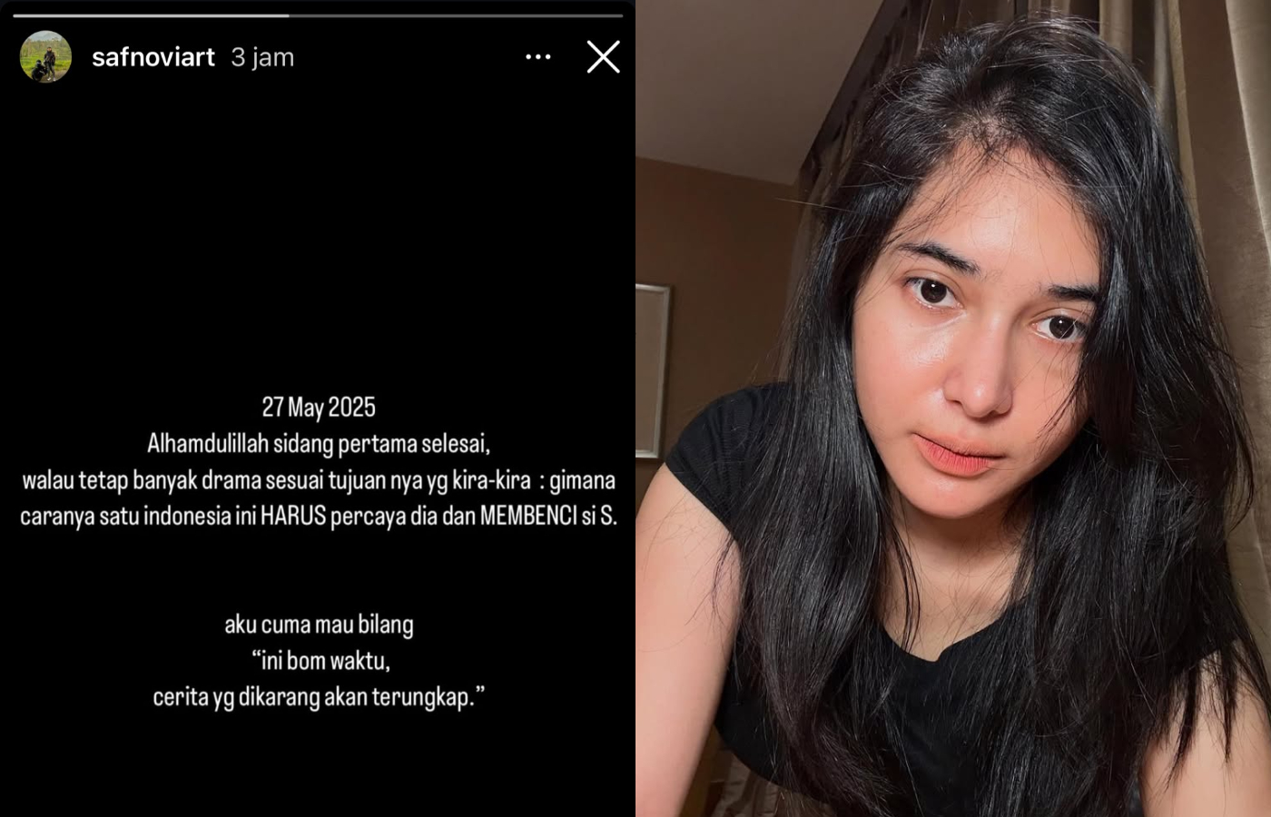 Unggahan Safno usai Dilan Janiyar live streaming di sidang cerai.