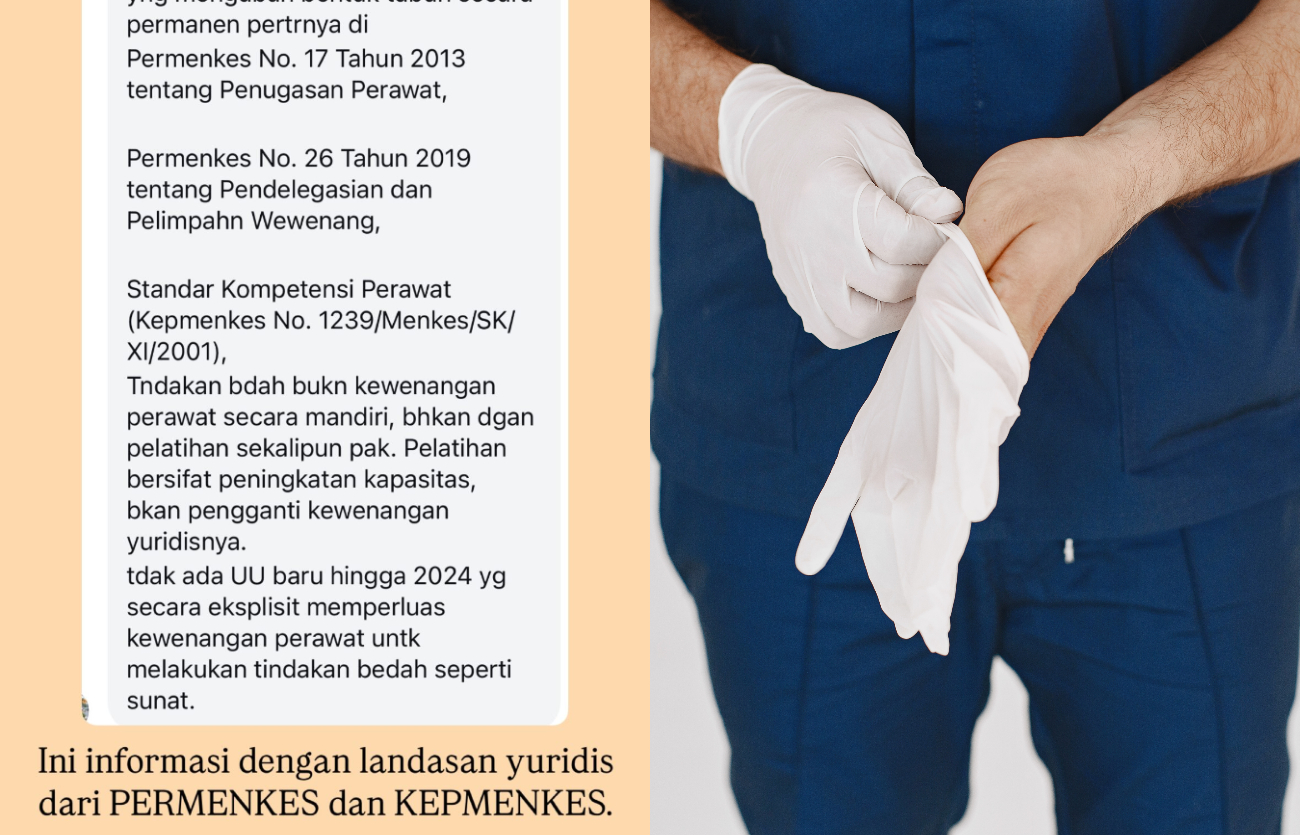 Ilustrasi perawat lakukan sirkumsisi atau sunat laser.