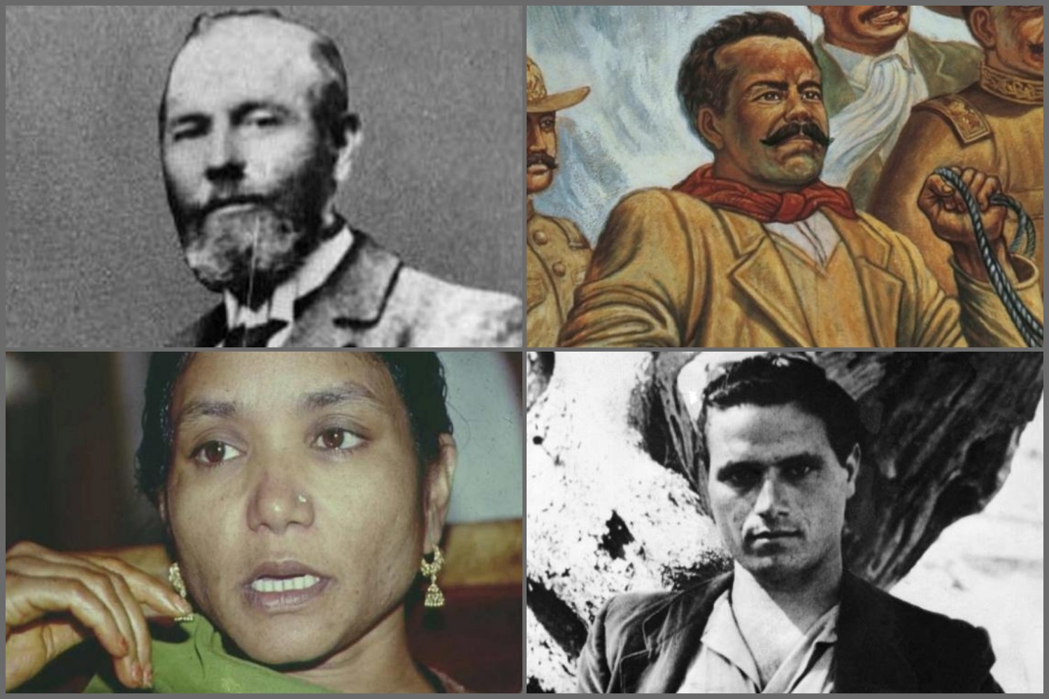 (searah jarum jam) Scotty Smith, Pancho Villa, Salvatore Giuliano, Phoolan Devi pencuri ala Robin Hood yang dihargai rakyat.