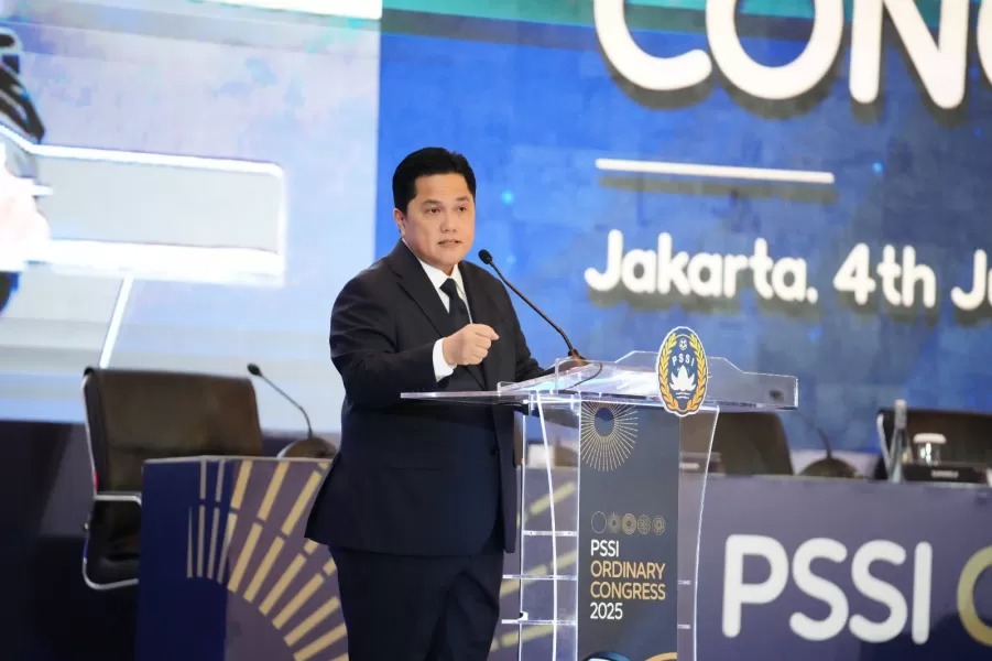 Ketua Umum PSSI, Erick Thohir saat memimpin Kongres PSSI 2025.