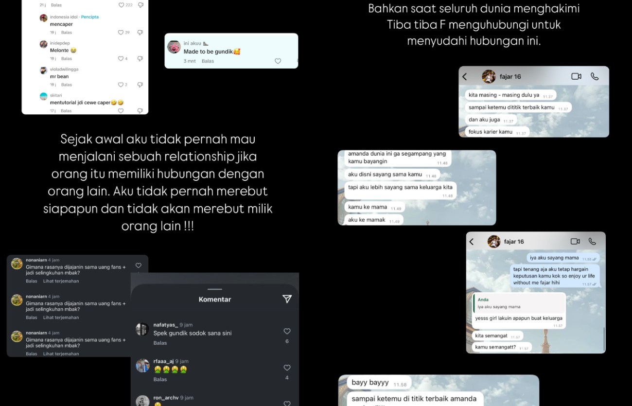 Klarifikasi Amanda Lucson soal hubungannya dengan Fajar Noor lewat Insta Story-nya.