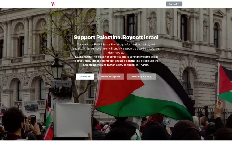 Tangkapan layar website boikot produk Israel.