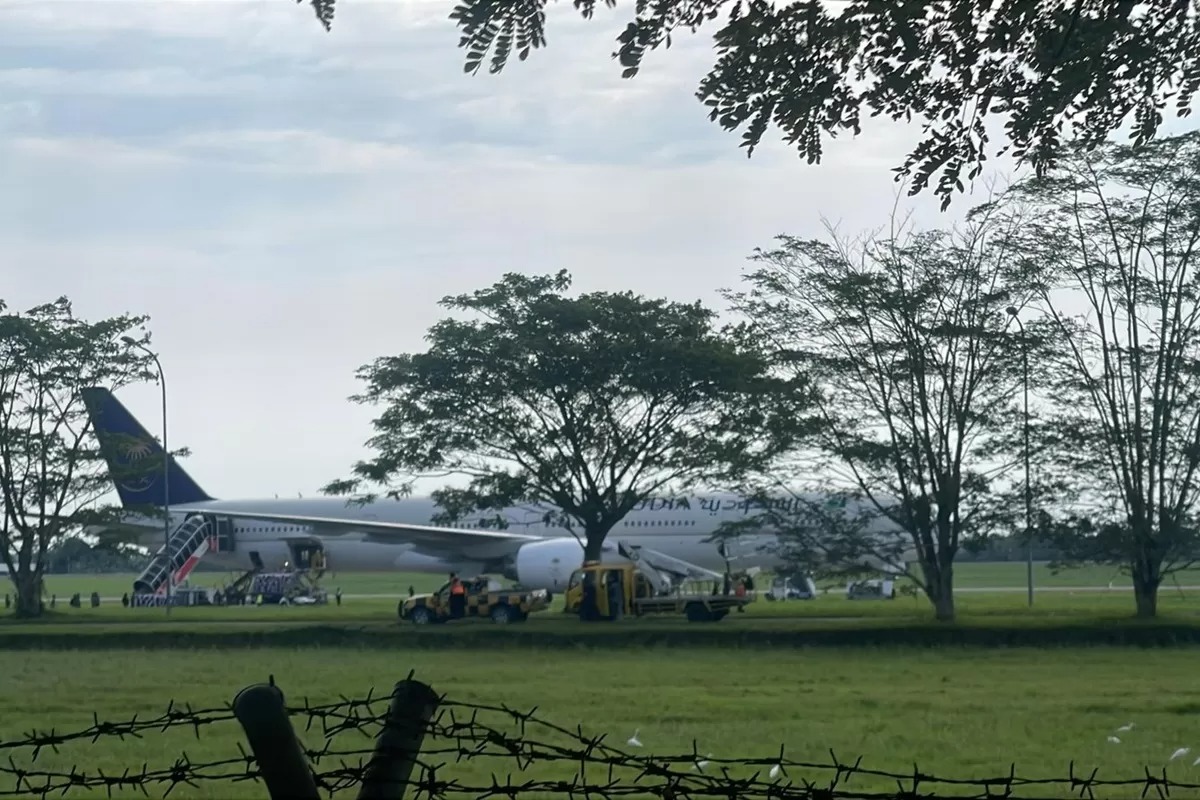 Ilustrasi pesawat Saudia Airlines membawa jemaah haji Indonesia mendapat ancaman bom dan mendarat darurat.