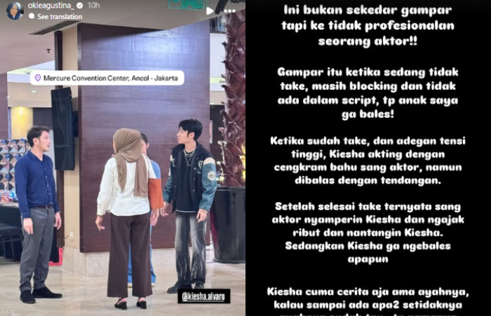 Unggahan Okie Agustina soal Dimas Anggara yang diduga menampar Kiesha Alvaro.