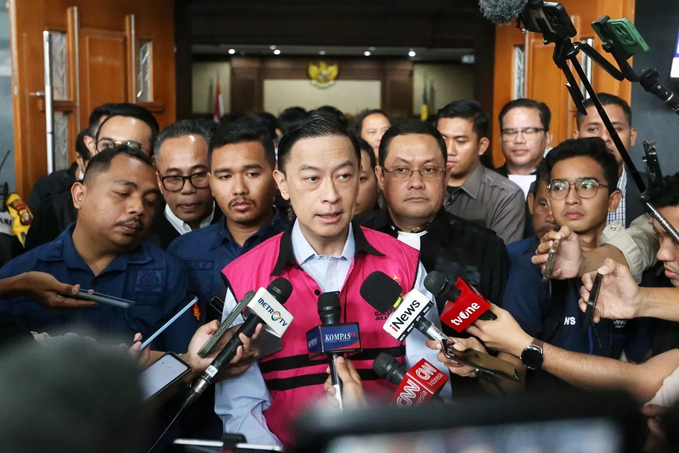Terdakwa Tom Lembong saat menjalani sidang lanjutan terkait kasus dugaan korupsi impor gula di Pengadilan Tipikor, Jakarta.