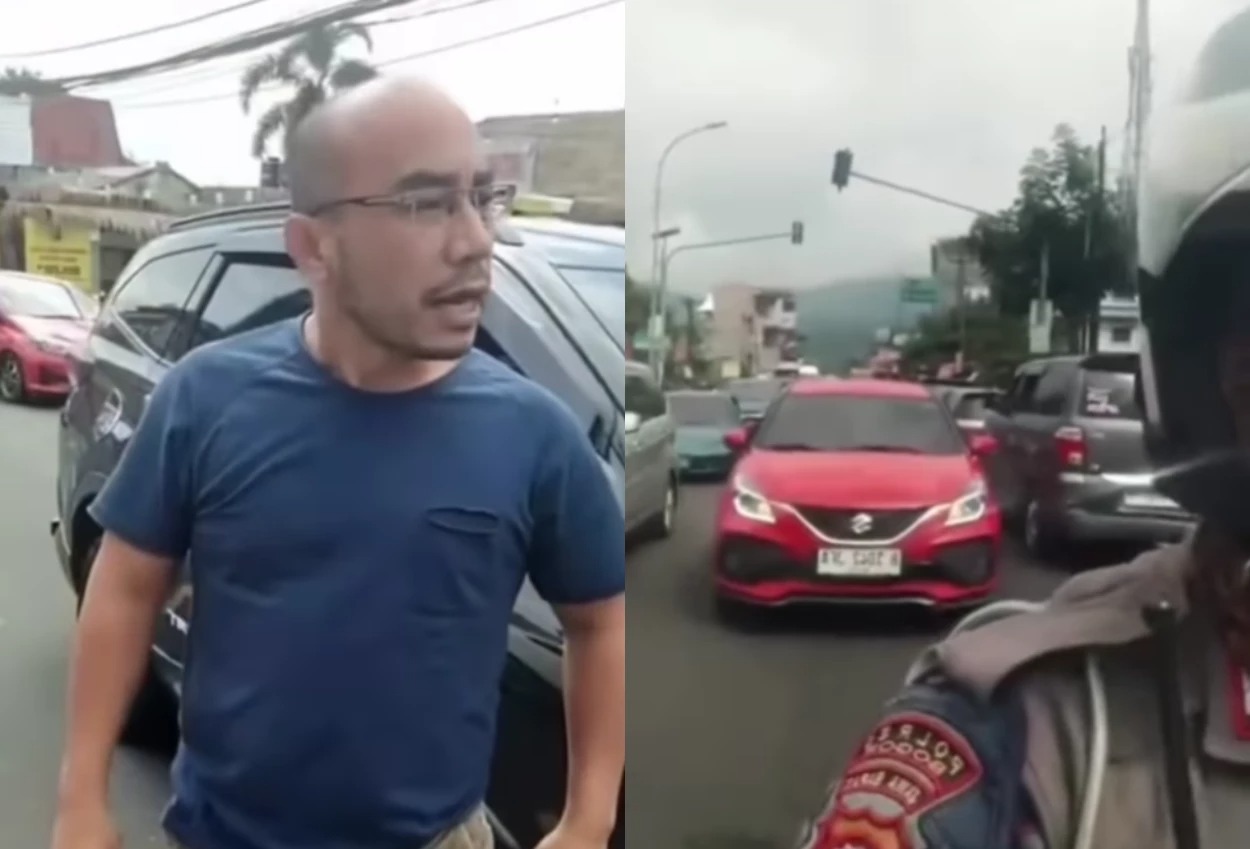 Tangkapan Layar video Polisi yang kawal mobil berisi anak Sakit di Bogor dan tiba-tiba dihadang pemobil lain.